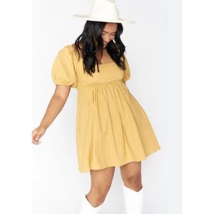 Show Me Your MuMu Mustard Yellow Puff Sleeve Mini Dress